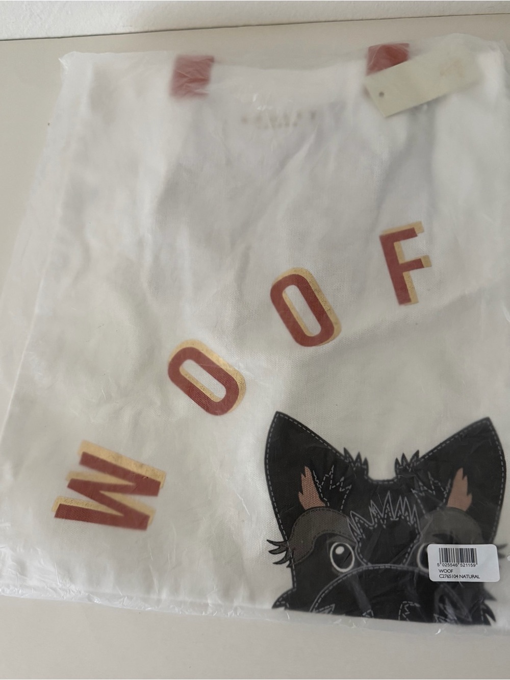 Radley London White Tote Bag with "WOOF" and Dog Graphic